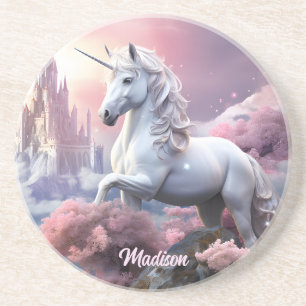 Dessous De Verre En Grès Nom personnalisé belle licorne