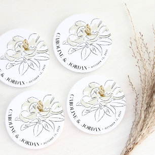Dessous De Verre En Grès Nom personnalisé du Mariage d'illustration blanc M