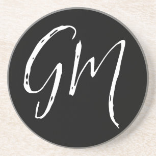 Dessous De Verre En Grès Nom personnalisé Initiales personnalisées deux let