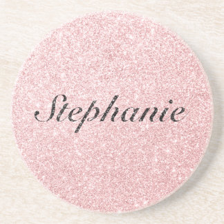 Dessous De Verre En Grès Nom personnalisé Parties scintillant rose style ét