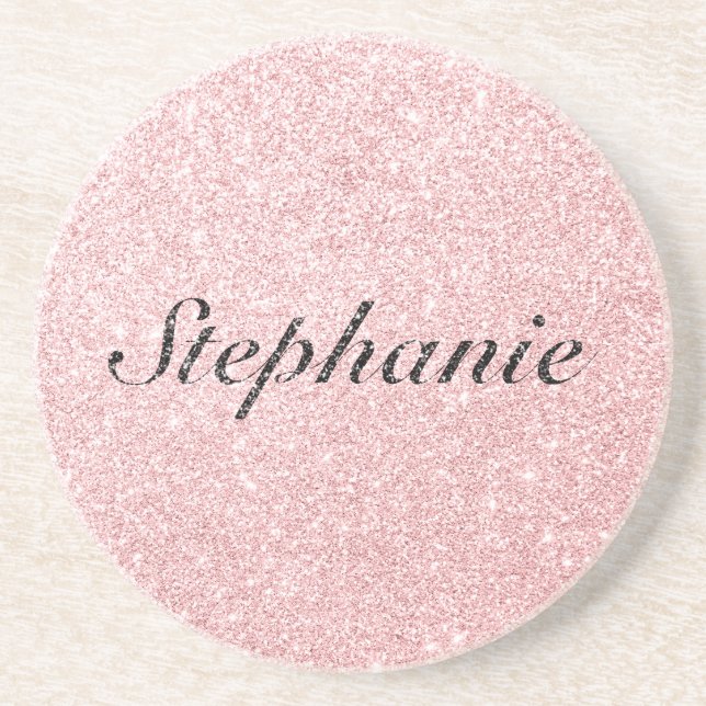 Dessous De Verre En Grès Nom personnalisé Parties scintillant rose style ét (Devant)