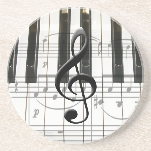 Dessous De Verre En Grès Notes de clavier et de musique de piano (Devant)