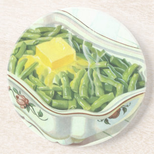 Dessous De Verre En Grès Nourriture vintage, Casserole de haricot vert au b