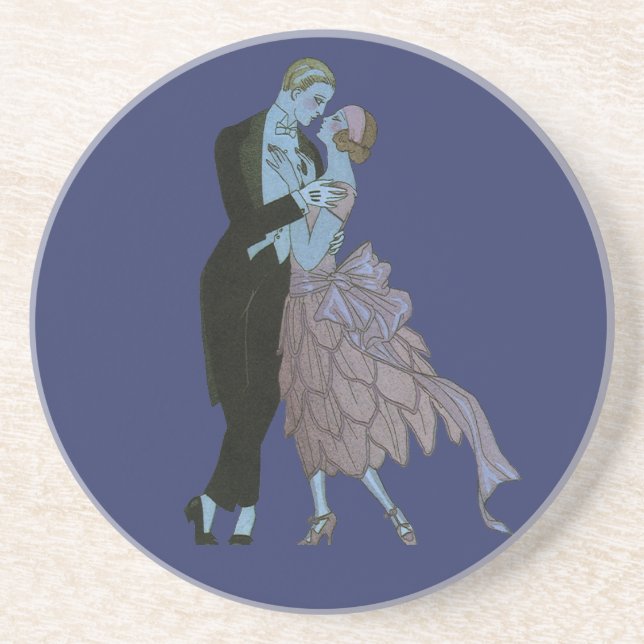 Dessous De Verre En Grès Nouveaux mariés Art Déco vintage, Danse Mariage d' (Devant)