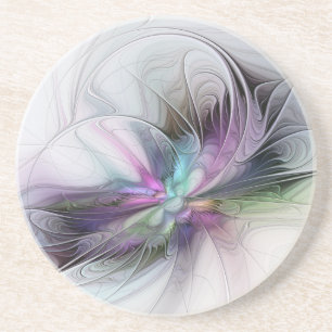 Dessous De Verre En Grès Nouvelle vie, art abstrait fractal de fantaisie co