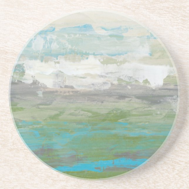 Dessous De Verre En Grès Nuages Blancs Surplombant Un Beau Paysage (Devant)