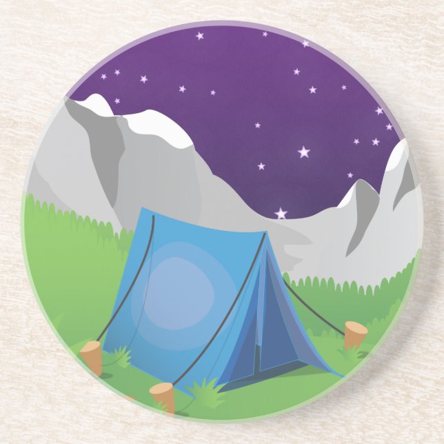 Dessous De Verre En Grès Nuit de camping (Devant)