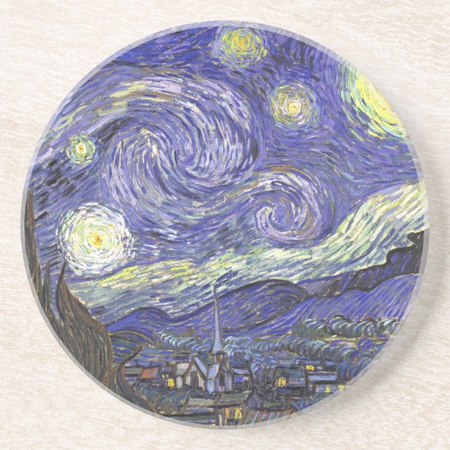 Dessous De Verre En Grès Nuit étoilée par Vincent van Gogh (Devant)
