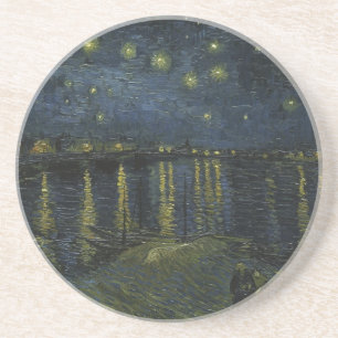 Dessous De Verre En Grès Nuit étoilée sur le Rhône, peinture à l'huile Van 