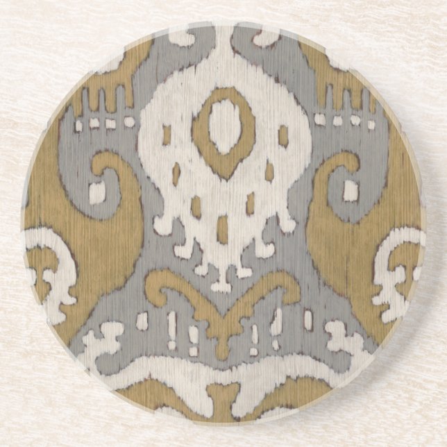 Dessous De Verre En Grès Ochre Ikat II (Devant)