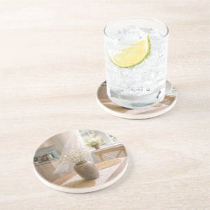 Dessous de verre en grès ocre neutre Fleur de bébé