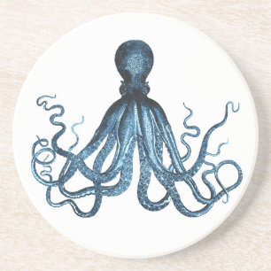 Dessous De Verre En Grès Octopus kraken nautique plage de mer