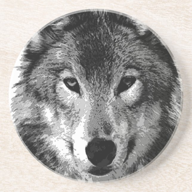 Dessous De Verre En Grès Oeil de loup noir et blanc (Devant)