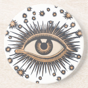 Dessous De Verre En Grès Oeil étoile Lune Celeste Nouveau