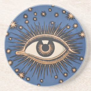 Dessous De Verre En Grès Oeil étoile Lune Celeste Nouveau