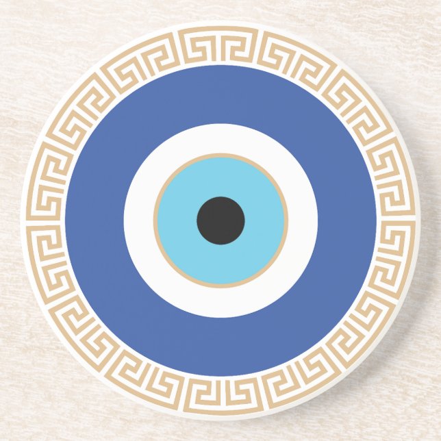 Dessous De Verre En Grès Oeil mal grec dans la clé grecque (Devant)