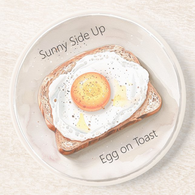 Dessous De Verre En Grès Œuf au plat sur toast (Devant)