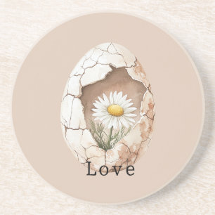 Dessous De Verre En Grès Oeuf floral de marguerite blanc crème