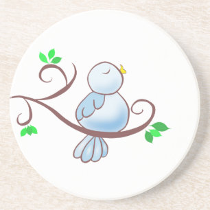 Dessous De Verre En Grès Oiseau bleu heureux