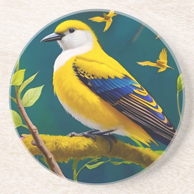 Dessous De Verre En Grès Oiseau doré (Devant)