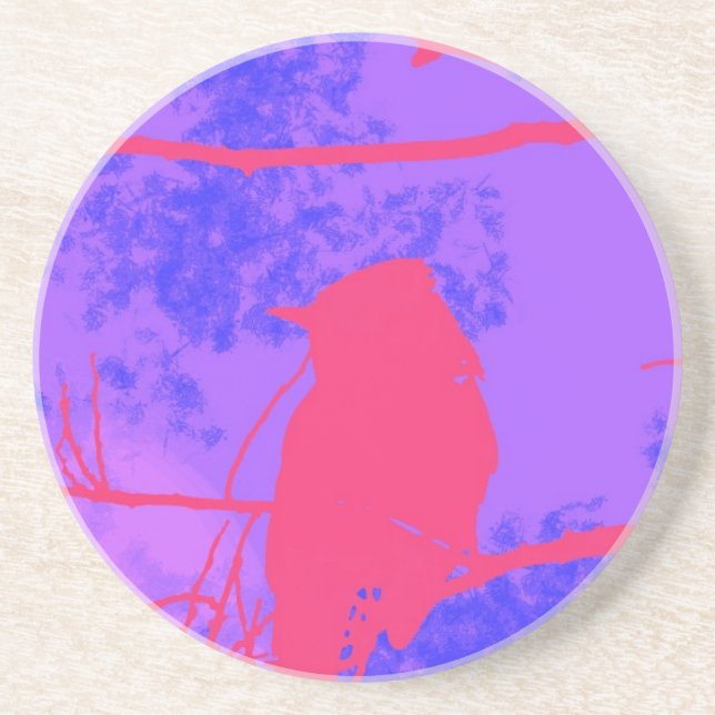 Dessous De Verre En Grès Oiseau rose (Devant)