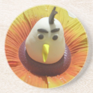 Dessous De Verre En Grès Oiseau sculpté en Tournesol Imprimer