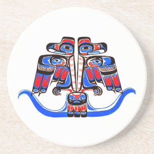 Dessous De Verre En Grès Oiseau Tonnerre Double de style haïda du Pacifique