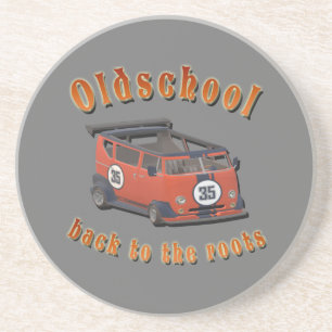 Dessous De Verre En Grès Old school, vintage car in Red and Grey Hochgesch