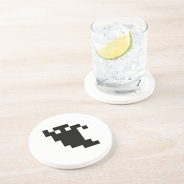 Dessous De Verre En Grès Ombre fantôme de 8 bits Pixel (Côté)