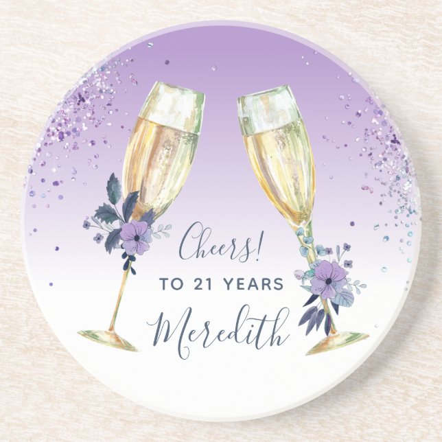 Dessous De Verre En Grès ombre Teal Champagne (Devant)