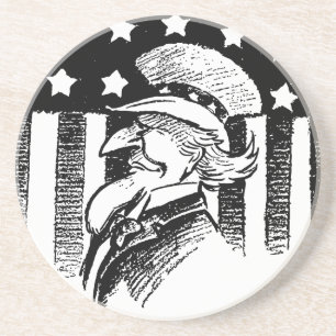 Dessous De Verre En Grès Oncle patriotique vintage Sam et drapeau américain