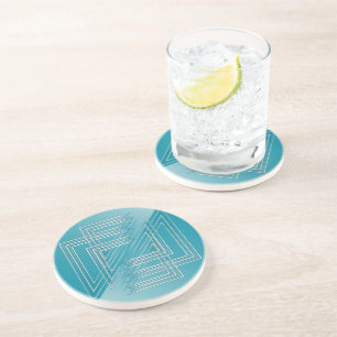 Dessous De Verre En Grès Opal Turquoise blanc