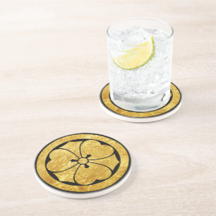 Dessous De Verre En Grès Or samouraï japonais de faux de clan de Sakai