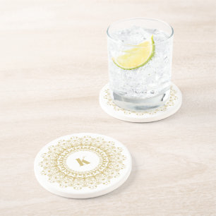 Dessous De Verre En Grès Or sur la conception de cercle mandarin orné blanc