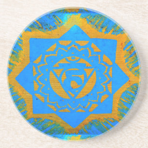 Dessous De Verre En Grès or sur le symbole tantric bleu
