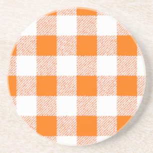 Dessous De Verre En Grès Orange Gingham Check Pattern