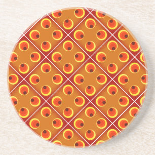 Dessous De Verre En Grès Orange rétro des années 1970