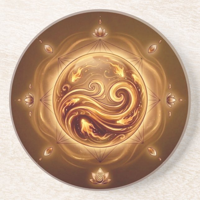 Dessous De Verre En Grès Orbe de l'Oracle de Feu (Devant)