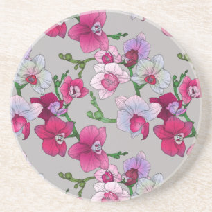 Dessous De Verre En Grès Orchidées roses en fleur
