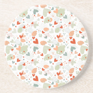 Dessous De Verre En Grès Oreiller jeté à motif de coeurs abstraits