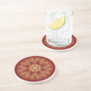 Dessous De Verre En Grès Ornement Rond Vintage de Style Bohème