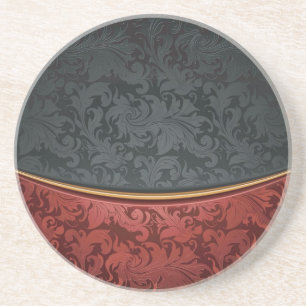 Dessous De Verre En Grès Ornement vintage rouge et noir