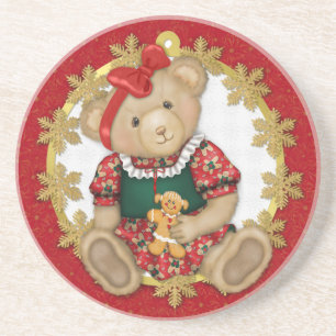 Dessous De Verre En Grès Ours en peluche de Noël - Fille