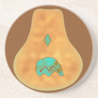 Dessous De Verre En Grès Ours Zuni Turquoise d'Amérique