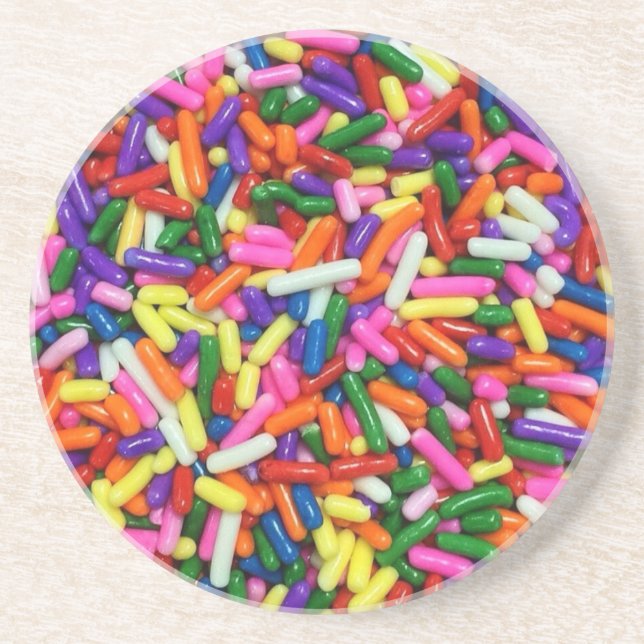 Dessous De Verre En Grès Paillettes de bonbons colorées et originales (Devant)