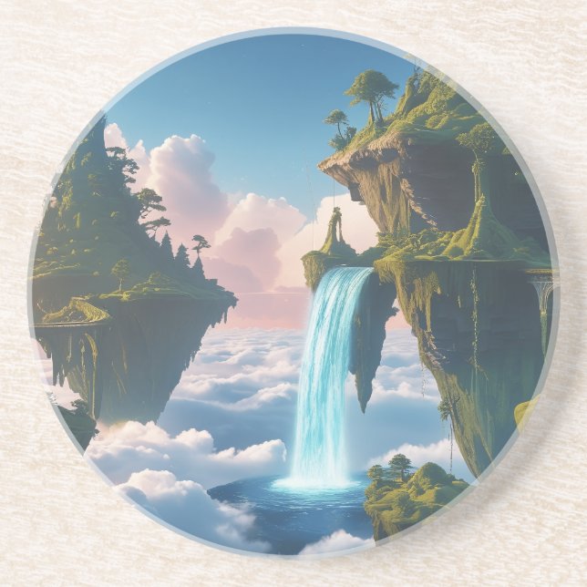 Dessous De Verre En Grès Paisaje de montañas flotantes (Devant)