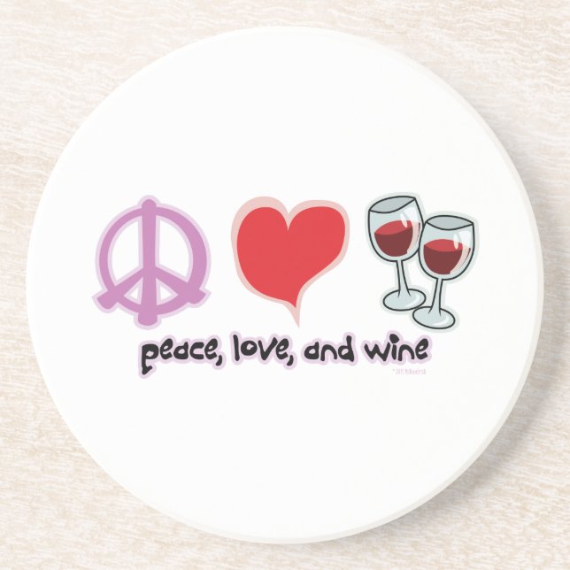 Dessous De Verre En Grès Paix, amour, et vin (Devant)