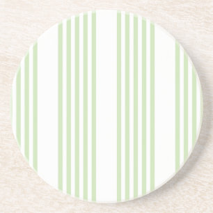 Dessous De Verre En Grès Pale vert et blanc cinq bandes motif