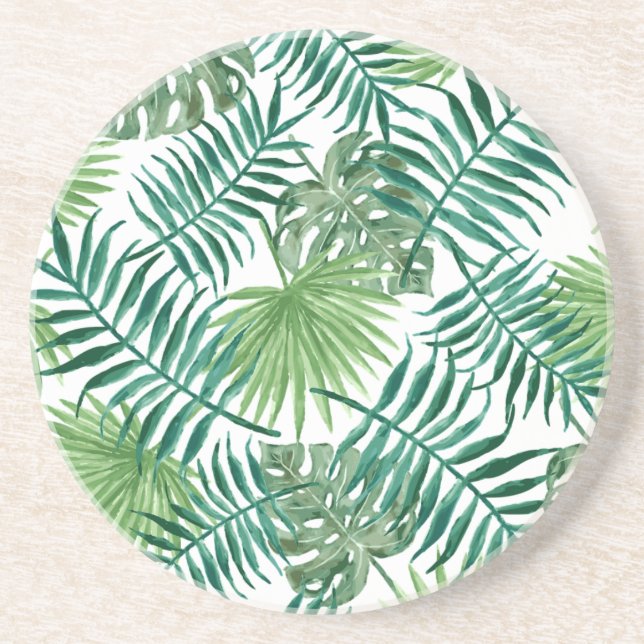 Dessous De Verre En Grès Palmette botanique tropicale de plante (Devant)