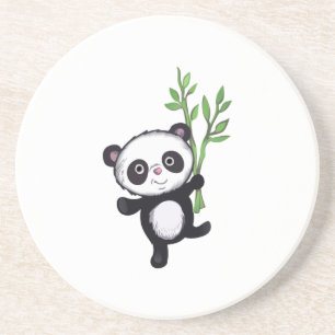 DESSOUS DE VERRE EN GRÈS PANDA AVEC BAMBOU